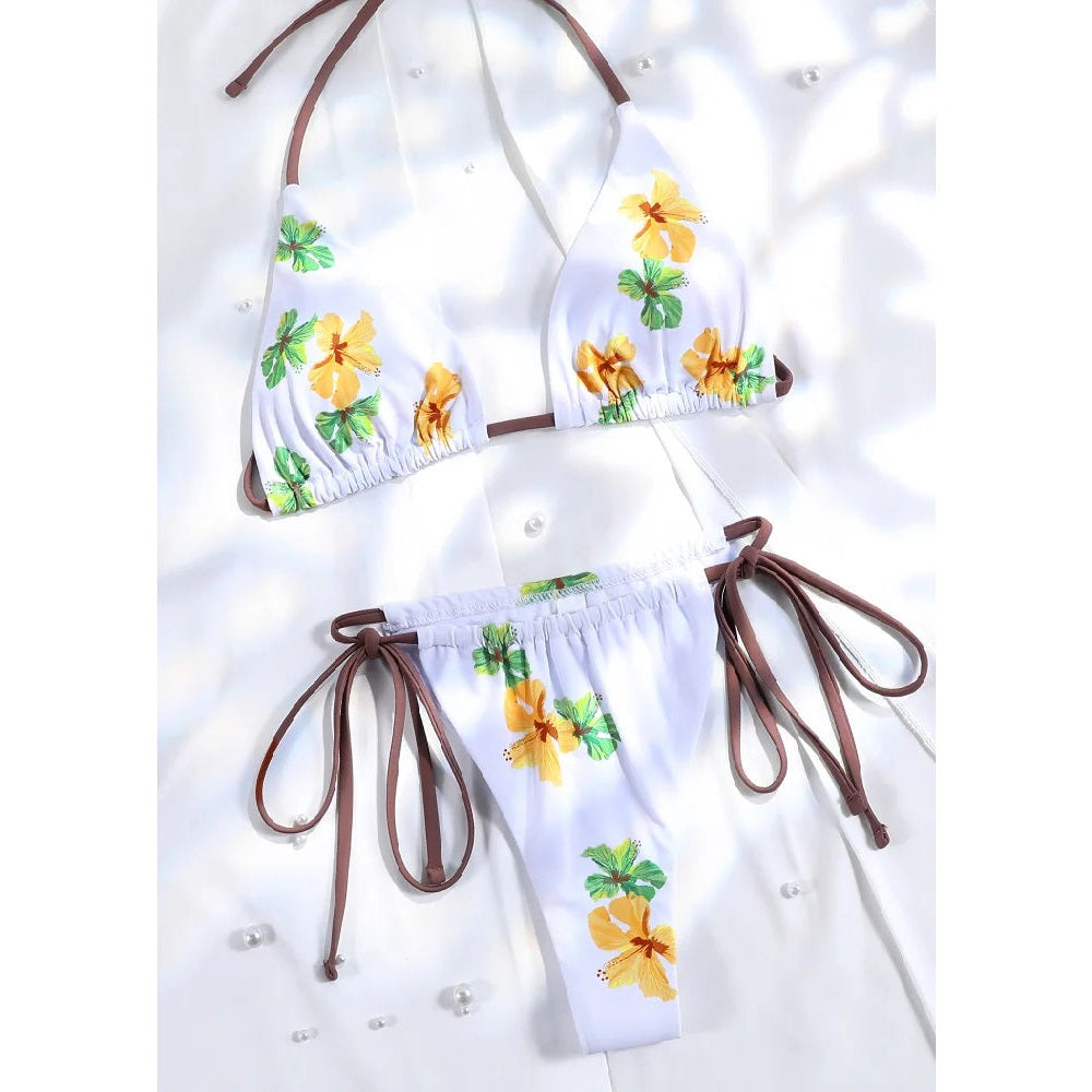 BADEY Floral Printed High Cut Tie Bikini