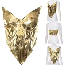 DORRA Strapless Metallic Corset Crop Top