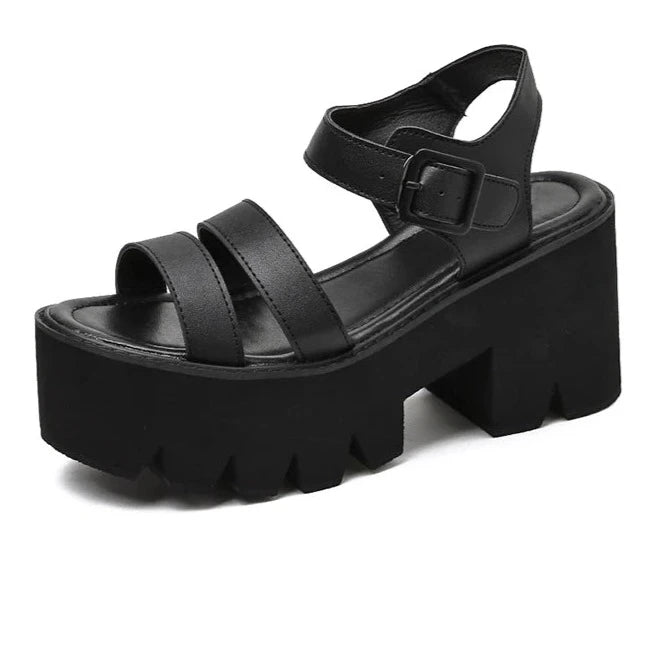 FUIA Black Platform Chunky Sandals