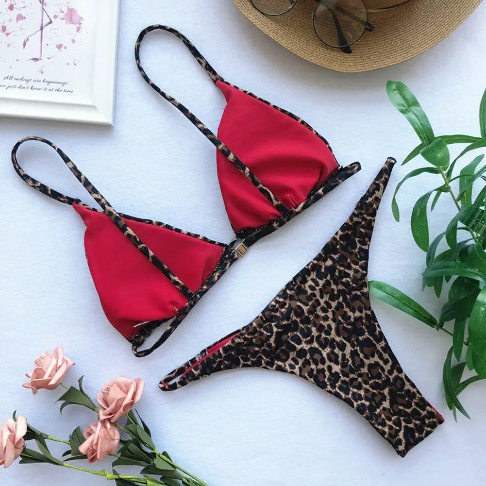 WAIKI Leopard Print Thong Bikini