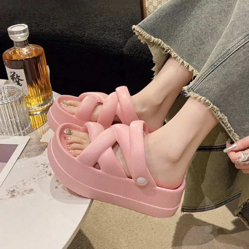 RAY Platform Chunky Cross Strap Sandals