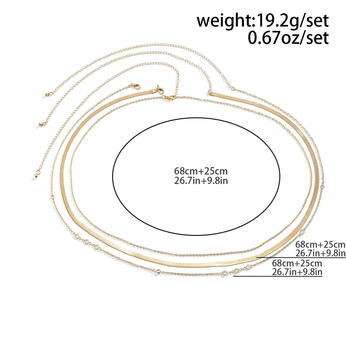 ANVA 3pcs/set Belly Waist Chain