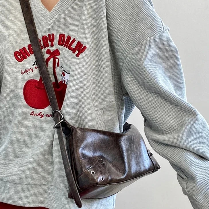 KITTY Leather Retro Y2K Brown Bag