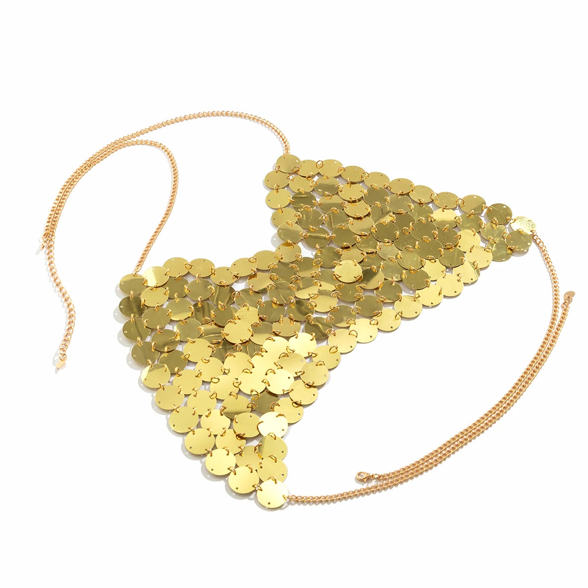 INGAI Sequin Halter Shine Coin Crop Top