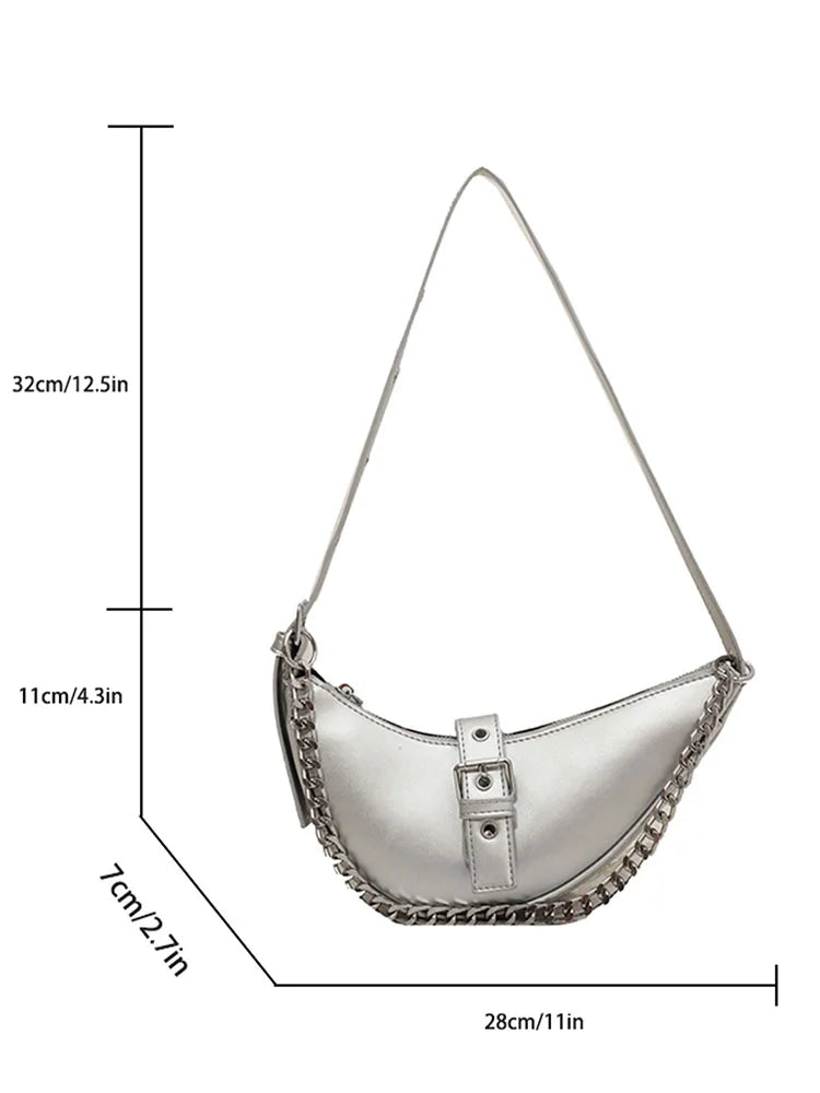 BOBI Y2K Silver Shoulder Chain Handbag