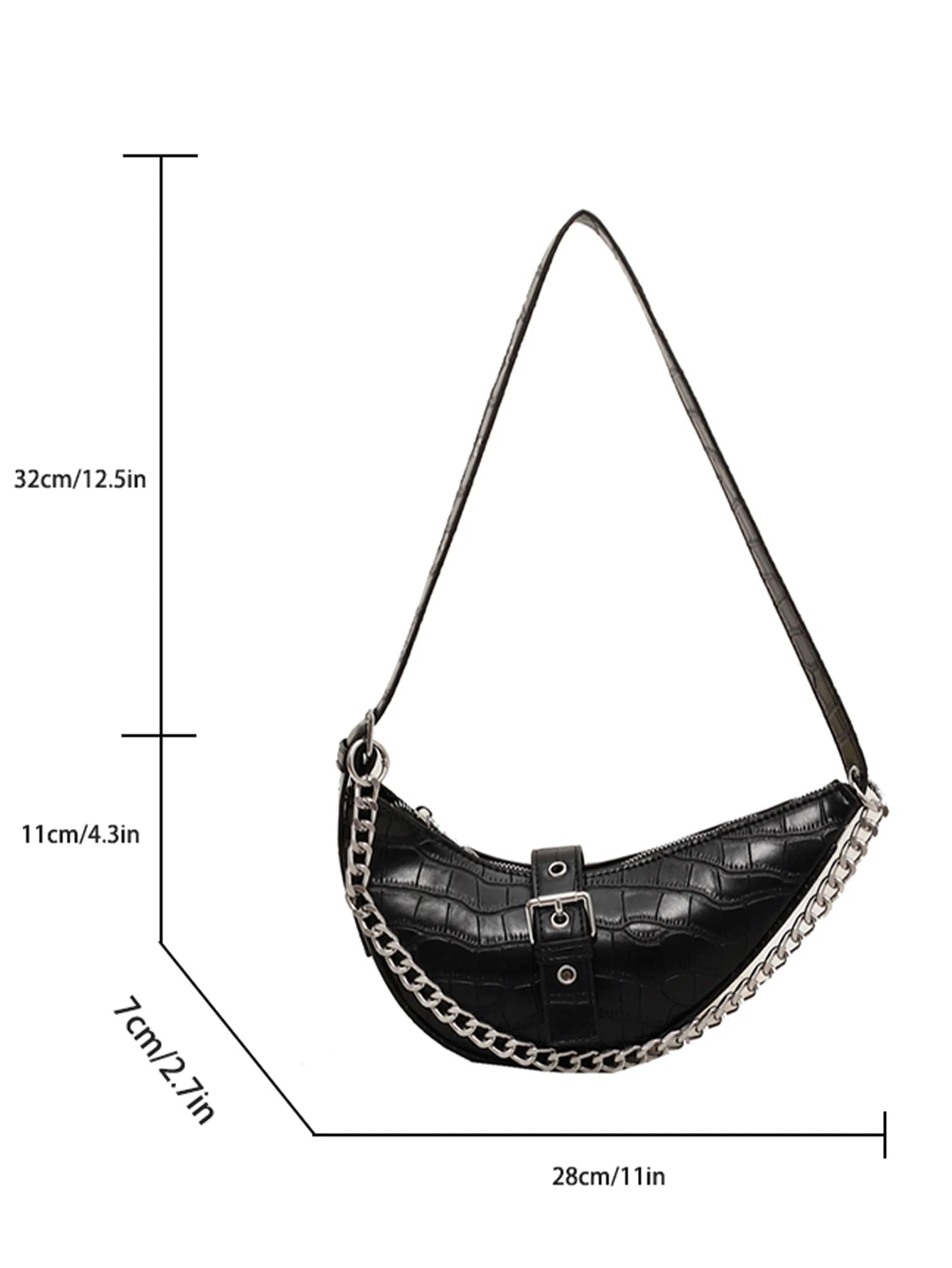 BOBI Y2K Black Shoulder Chain Handbag