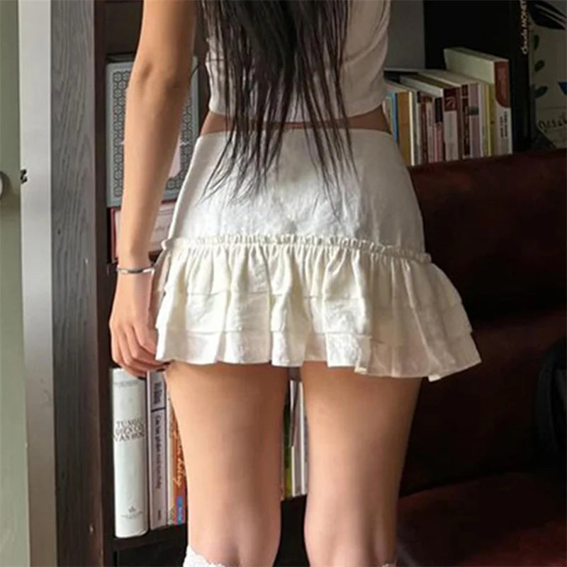 XIAO Y2K Low Waist A Line Pleated Mini Skirt