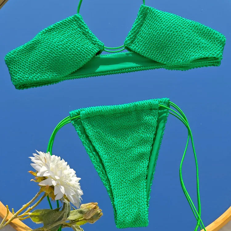 NALA Green High Cut Thong Bikini