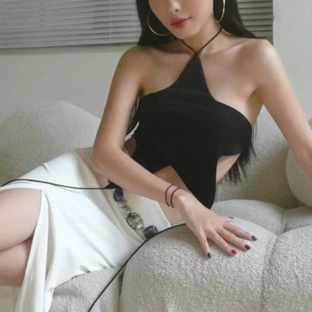 OPPEL Y2K Star Halter Crop Top