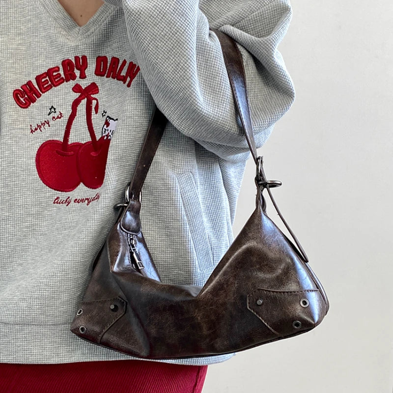 KITTY Leather Retro Y2K Brown Bag