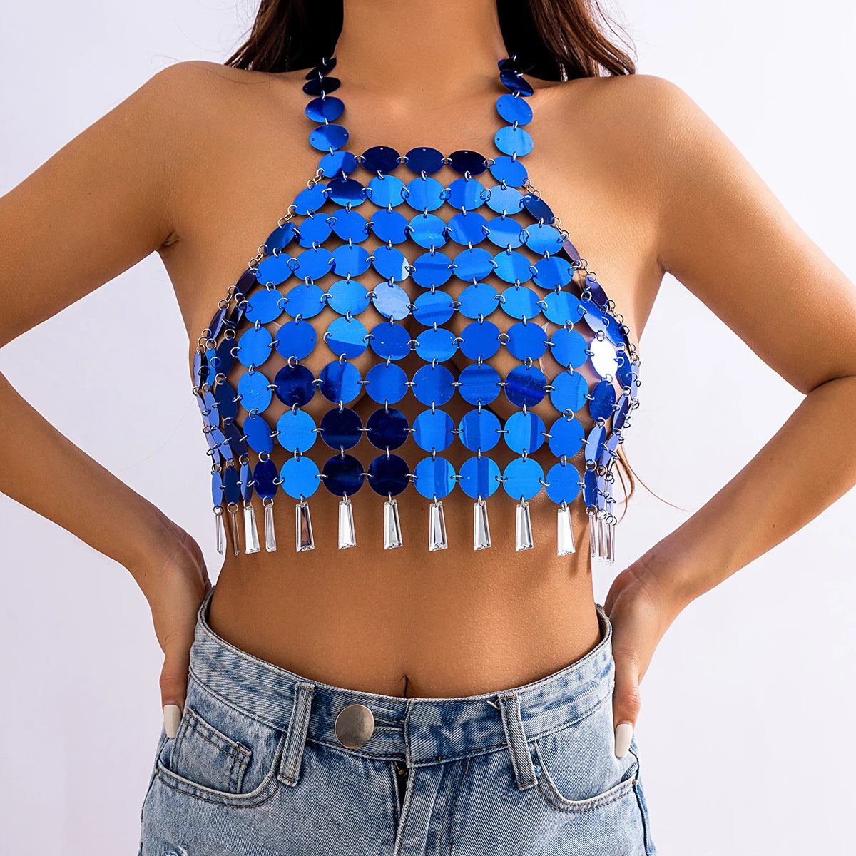 INGE Sequins Tassel Crop Top