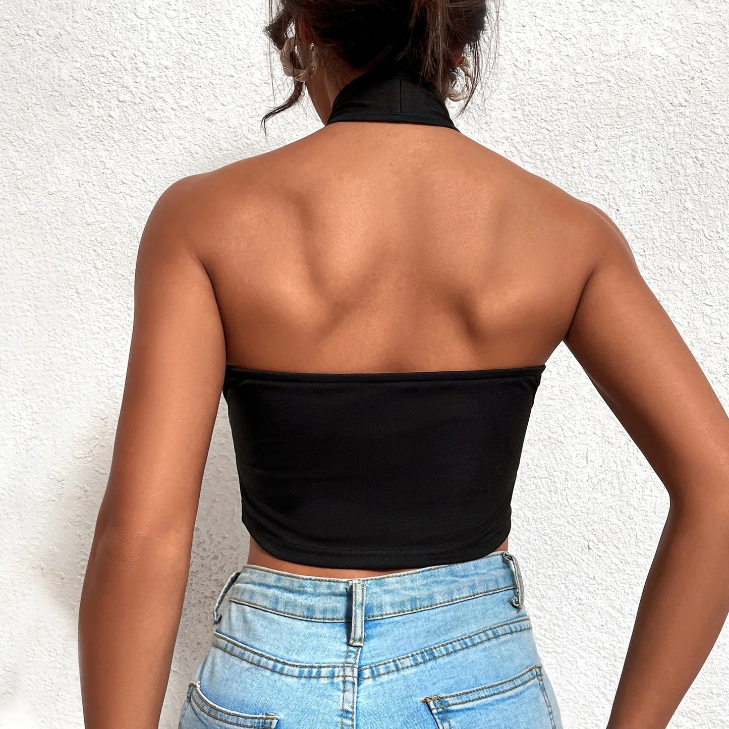 KEH Y2K Halter Black Crop Top