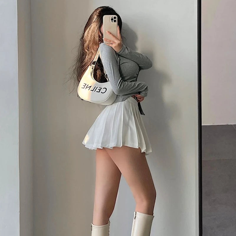 HOU Pretty Pleated Skirt With Shorts