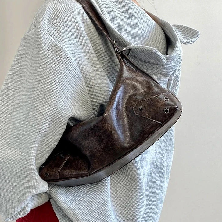KITTY Leather Retro Y2K Brown Bag