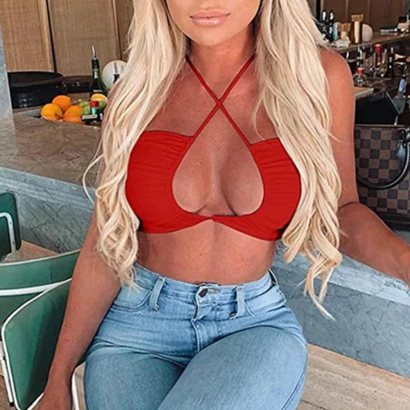 ANYRRO Criss Cross Crop Top