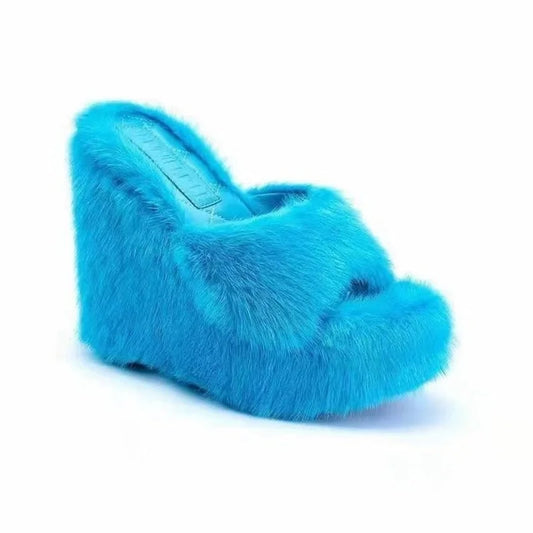 ISLA Furry Wedge Statement Attitude High Heels