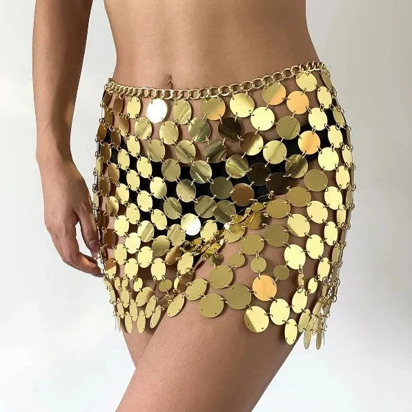 LUCI Shiny Sequins Mini Skirt