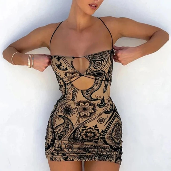 LIYA Print Backless That Girl Mini Dress