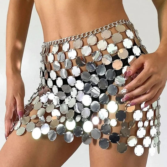 LUCI Shiny Sequins Mini Skirt