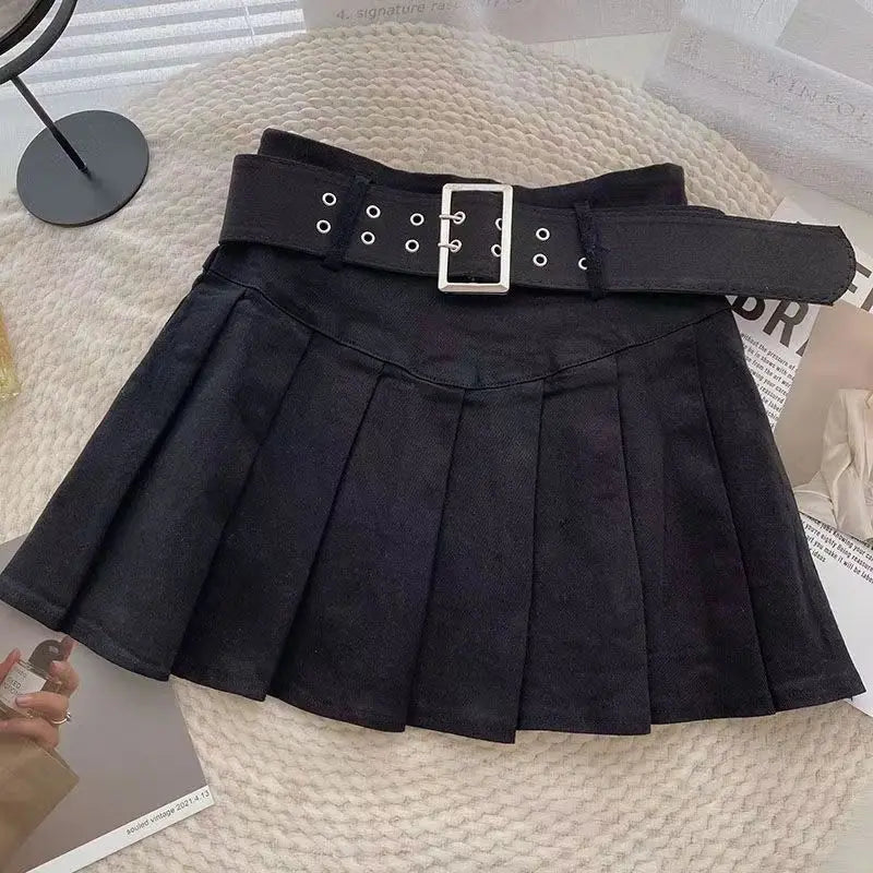 Pleated Skirts Women Korean Style Fashion High Waist Hotsweet Solid All-match Summer Students Chic Streetwear Vintage Popular