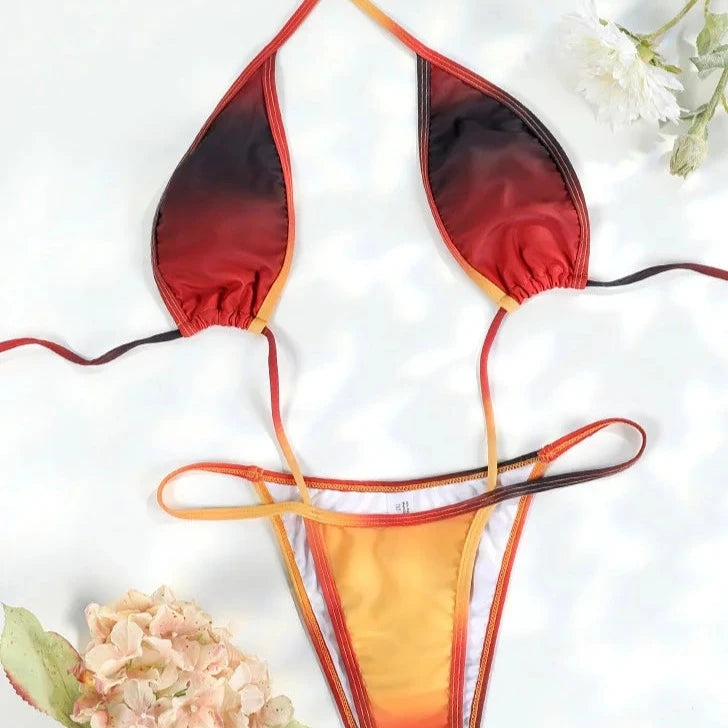 SUNNI Gradient Orange One Piece High Cut Swimsuit