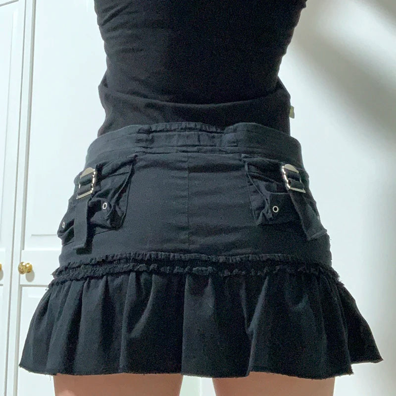 DERI Y2K Low Waist Cargo Skirt